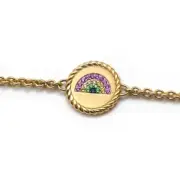 New DAVID YURMAN Ladies Collectible Rainbow Bracelet 18K Gold, Sapphire 7.5"