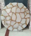 18" Round White Agate Table Top Crystal Gemstone Handmade Arts Hallway Furniture