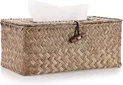 Sumnacon Rectangular Woven Tissue Box Holder, Decorative Napkin Holder Pumping Paper Case Dispenser, Facial Box for Home Office Car Automotive Decoration, Coffee