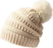 [Generic] Wool Ball Woolen hat Women's Autumn and Winter Fashion Fried Dough Twists Knitting hat Big Head Circumference Thickened Thermal Cap