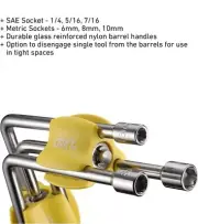 CRKT TWIST AND FIX SOCKET SET.SAE Socket - 1/4, 5/16, 7/16Metric-6mm, 8mm,10mm