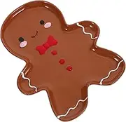 Cabilock Gingerbread Man Plates Christmas Snack Trays for Holiday Gatherings Festive Dessert Fruit Serving Dish Whimsical Christmas Party Tableware Brown Gingerbread Design