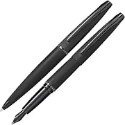 [Cross] ATX Ballpoint Pen and Fountain Pen Gift Set (Medium Line or Nib Size) Brushed Black Ink