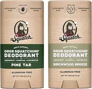 Dr. Squatch Natural Deodorant for Men – Odor-Squatching Men's Deodorant Aluminum Free - Pine Tar + Birchwood Breeze (2.65 oz, 2 Pack)