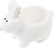 iplusmile 1pc Cartoon Rabbit Ceramic Egg Holder Cute White Boiled Egg Tray for Kitchen Dining Table Decor Restaurant Breakfast Use