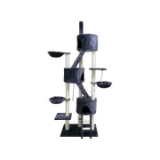 YES4PETS 244 cm XL Multi Level Cat Scratching Post Tree Scratcher Pole- Grey