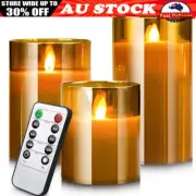 3Pcs Flameless LED Candles Battery Operated Flickering Flame Remote & Timer Gift