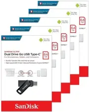 5 x SanDisk 64GB Ultra Dual Drive Go Type-C to USB 3.1 Flash Drive SDDDC3-064G