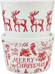 Mud Pie Toile Print Tidbit Set, 2" x 3" dia, RED