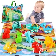ALASOU 9 PCS Dinosaur Car Toys with Playmat/Storage Bag|Baby Car Toys for 1 Year Old Boy|1st Birthday Gifts Toddler Age 1-2|1 Year Old Boy Birthday Gift Infant 12 18 Months