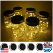 Decorman Solar Mason Jar Lid Lights, 6 Pack 10 LED Waterproof String Fairy St