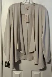 Philosophy Light Beige Textured Nicely Flowing Draped Open Jacket Size 1X NWT