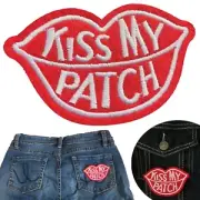 Kiss my patch iron on - patches kissing ass lips lip attitude iron-on patches