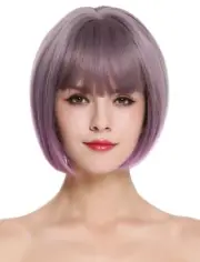 WIG ME UP Wig Women's Wig Bob Short Smooth Fringe Grey Purple Mix H1808