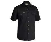 BISLEY WORKWEAR MENS ORIGINAL COTTON DRILL SHIRT BLACK