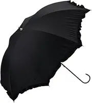 [2024] Wpc. 81-19017-101 Parasol Long Umbrella, Light Shading Classic Ruffle, Black, 100% Light Shading Rate, UPF 50+, Sun or Rainy Weather, Ribs: 19.7 inches (50 cm), Women's, Commuting to Work,