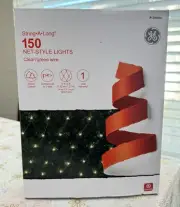 GE String-A-Long 150 ct Clear White Net-Style Lights 6x4 ft Green Wire "NEW"