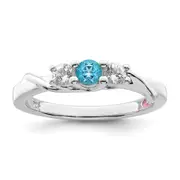 Survivor Collection Sterling Silver Rhodium-plated White and Blue Swarovski Topaz Joanna Ring