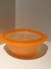 Tupperware Flat Out Bowl 4 Cups Orange 5453A Collapsible Extendable No Lid New