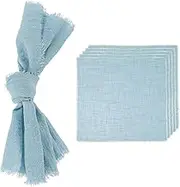 uxcell 6Pcs Handmade Cloth Napkins, 16.5x16.5 Inch Cotton Napkins with Fringe Square Rustic Table Napkin for Wedding Party Dinner Table Decor Bridal Shower, Gray Blue