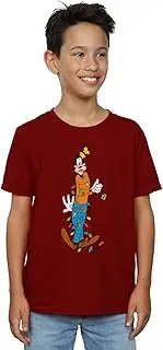 [Absolute Cult] Disney Boys Goofy Christmas Lights T-Shirt Burgundy 5-6 Years
