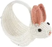 HOLIDYOYO Easter Bunny Woven Basket for Party Favors Handmade Wicker Candy Eggs Baskets Cute Rabbit Picnic Hamper for Egg Hunt Party Storage