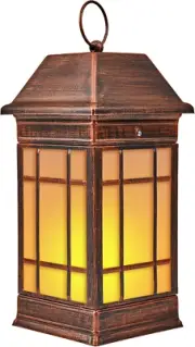Glass Solar Lantern Outdoor Waterproof, 14" Flickering Flame Solar Lanterns, Han