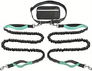 Upliftjoys Dog Leash, Upliftjoys Hands Free Dog Leash with Zipper Pouch, Dual Padded Handles Waist Leashes for Dogs Walking, Retractable Adjustable, Reflective Design (Mint Green,Double Rope)