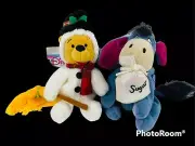 Disney Store Winnie The Pooh Snowman & Sugar Plum Fairy Eeyore Bean Bag Plush