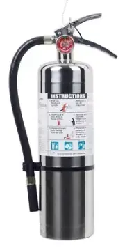 NEW 2025-5 lb. CHROME/STAINLESS STEEL ABC FIRE EXTINGUISHER NEW WALL BRACKET
