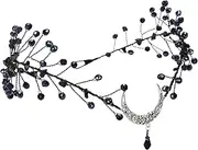 MOSTORY Crystal Fairy Crown Headband - Elf Circlet Elven Tiara Gothic Moon Headpiece for Renaissance Cosplay Photo Shoot, Black