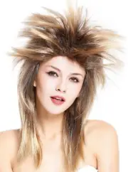 Wig Women's Men's Carnival 80er Wave Punk Popstar Braun Light Brown Mix Toupee