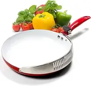 Handy Pan 2-in-1 Nonstick Frying Pan & Strainer, 10-Inch Pan w/Button-Activated Strainer, Non-Stick, Ceramic & Stainless Steel Chef Pan, PFOA Free, Dishwasher Safe, Induction, Gas & Electric Stove