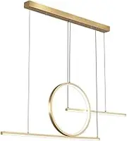 TONFON Geometric Linear Chandelier Gold Metal Strip Pendant Light with Silicone Shade, Long Modern LED Hanging Light for Kitchen Island Living Room Bedroom Bedside Dining Room Hallway Ceiling Light Fi