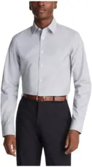 CALVIN KLEIN Men’s Wrinkle Free Stretch Dress Shirt,Navy 17 in, 34-35