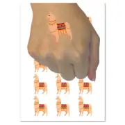 Fancy Llama with Geometric Blanket and Tassels Temporary Tattoo Set