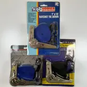 Ratchet Tie Down Straps 1 in x 15 ft w/Vinyl Coated S Hooks (pick from drop down