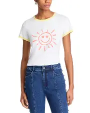 Cinq a Sept Smiling Sun Shrunken Ringer Tee