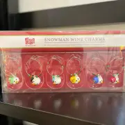 Glass Snowman Wine Charms - set of 6