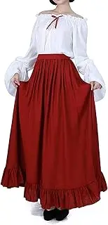 [BTDECLAR] Medieval Renaissance Dress for Women 2024 Halloween Costume Party Cosplay Peasant Dress Vintage Long Sleeve Dresses