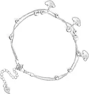 [Apocalyptic-K] 925 Sterling Silver Double Chain Anklet, 20+5CM Extension, Simple Style