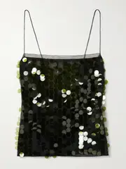 [16ARLINGTON] 16ARLINGTON - Suero Sequined Chiffon Top - Black - UK 4 UK 4 Black