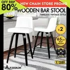 ALFORDSON 2x Swivel Bar Stools Bailey Kitchen Wooden Dining Chair White