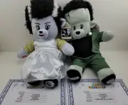 NEW Frankenstein & Bride Of Build A Bear Fully Dressed Set BAB Birth Certificate
