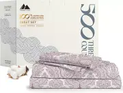 100% Cotton Printed Bed Sheets for Twin Size Bed - 500 Thread Count 3 PC Twin Pr
