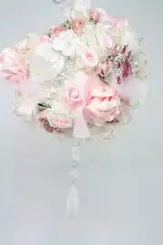 Crystal Rhinestone Pomander Kissing Ball Shabby Cottage Chic Pink White Mauve
