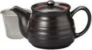 Black Glazed Rokuhei Pot (with Kagomi) 4.2 x 3.8 inches (10.8 x 9.8 cm), 16.9 fl oz (480 cc) | Pot |