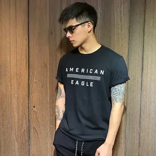 美國百分百【全新真品】American Eagle 短袖T恤 AE T-shirt 老鷹 logo 黑色 L號 K326