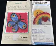 2 Latch Hook Rug Rugs Rainbow & Sunshine & Butterfly Papillon Mariposa NEW