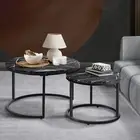 Set of 2 Coffee Table Round Marble Nesting Side End Table Furniture Oikiture